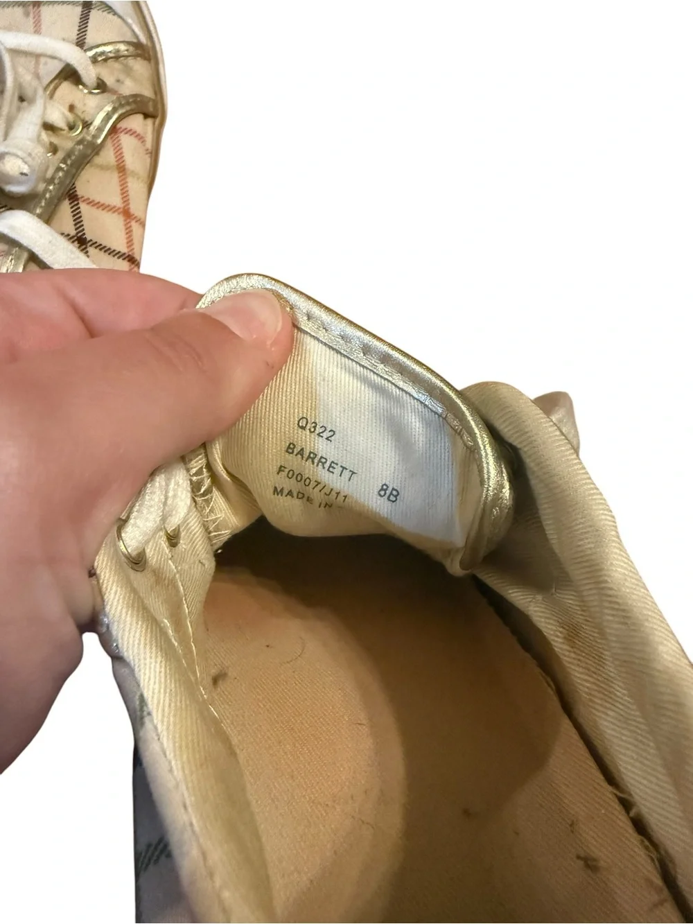 Coach Barrett Plaid Sneakers in Beige and Gold